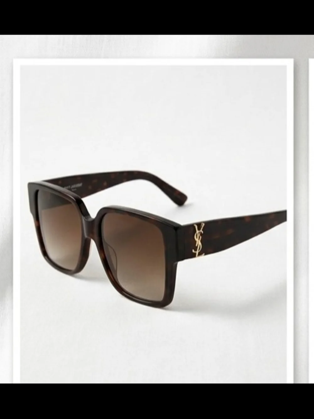 Saint Laurent Tortoiseshell 55 mm Square Sunglasses with Gold YSL Logo